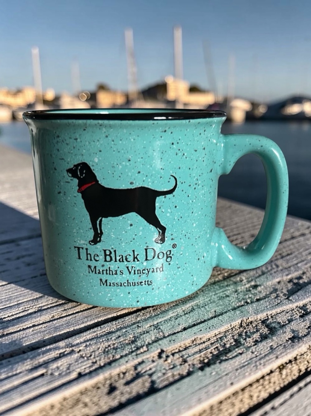 The Black Dog Tavern Campfire Mug Martha's Vineyard Speckled Teal 10 oz